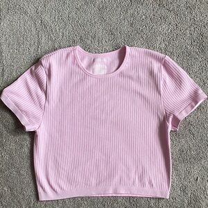 wild fable Light Pink Ribbed Short Sleeve Tee